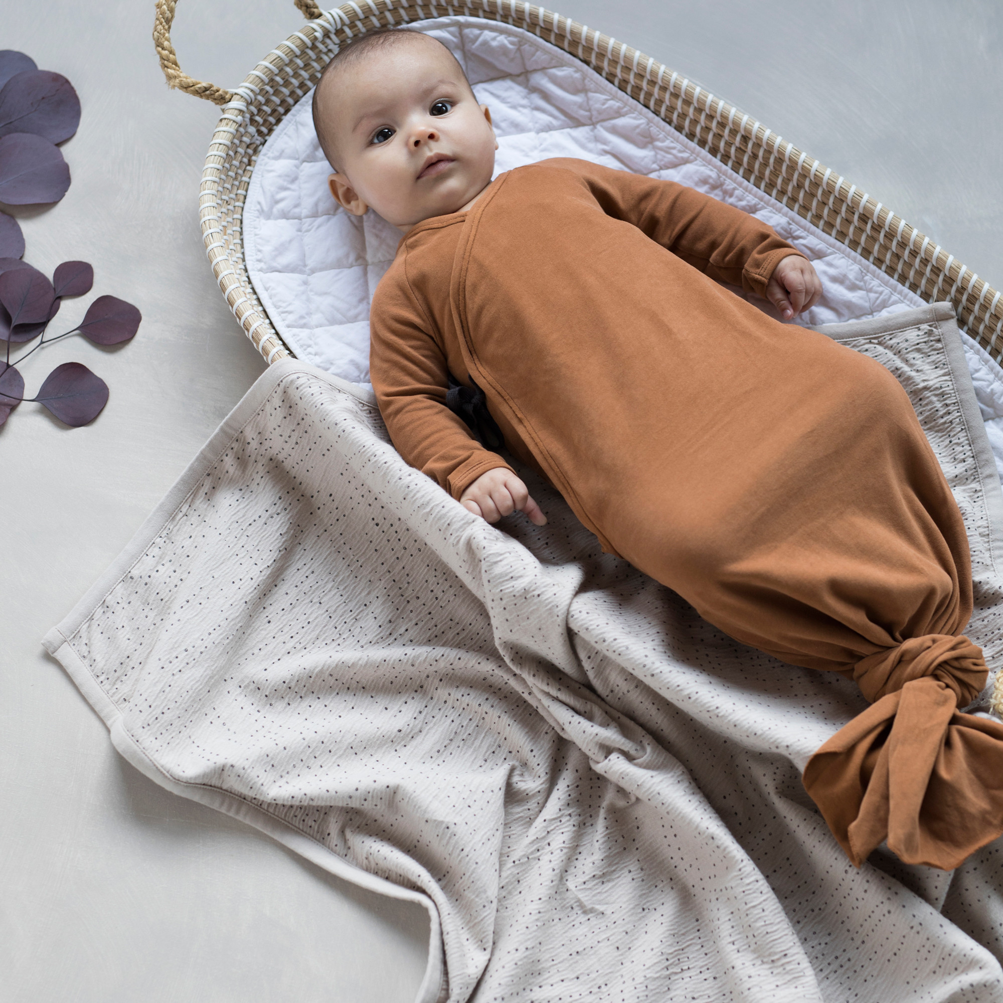 organic knotted baby gown