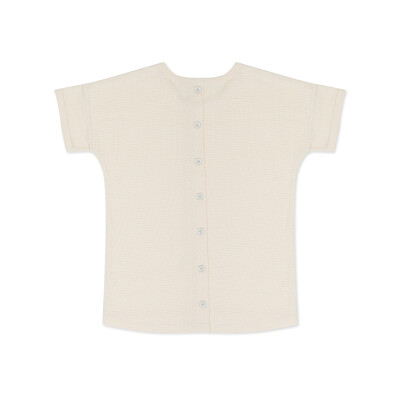 Textured button-back tee s/s