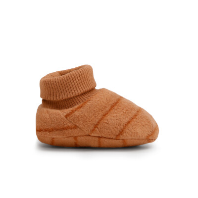 Teddy baby booties stripes