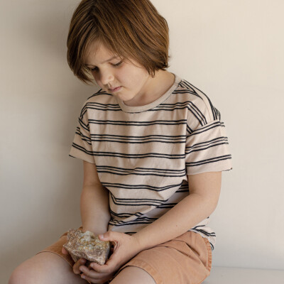 Oversized tee s/s textured stripes